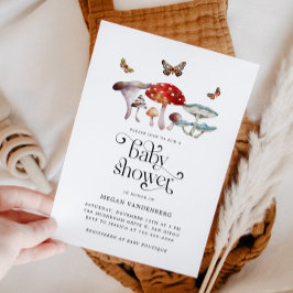 Invitación rustica de Baby Shower a hongos de Wood
