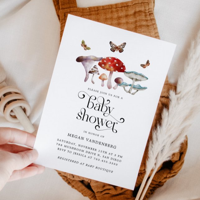 Invitación rustica de Baby Shower a hongos de Wood (Subido por el creador)