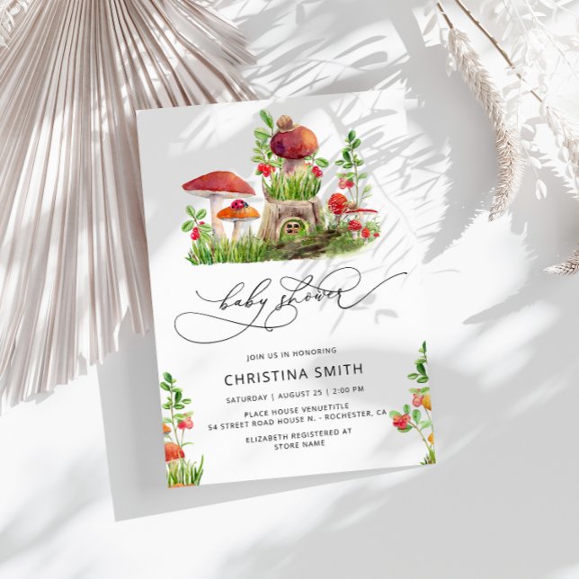 Invitación rustica de Baby Shower a hongos de Wood (Subido por el creador)