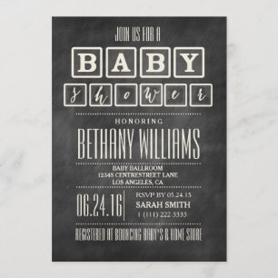 INVITACIÓN RÚSTICA DE BABY SHOWER CHALKBOARD