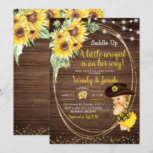Invitación rústica de Baby Shower de Sunflower Cow
