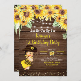 Invitación rústica de Baby Shower de Sunflower Cow