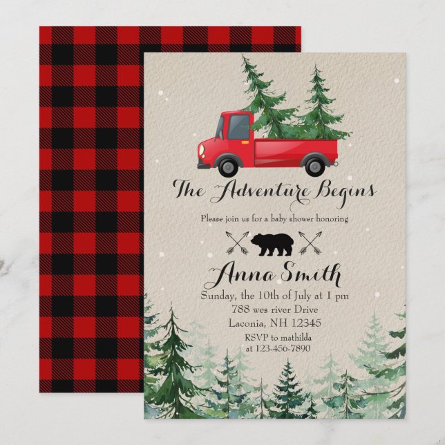 Invitación rústica de Baby Shower del árbol de (Anverso / Reverso)