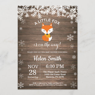 Invitación rústica de Baby Shower del invierno del