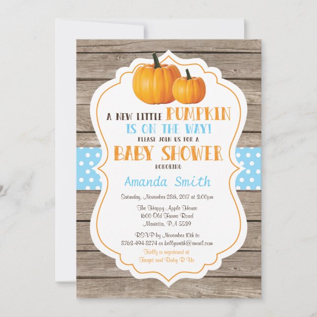 Invitación rústica de Baby Shower del muchacho de (Anverso)