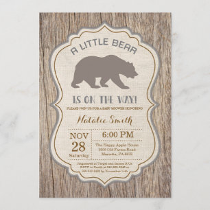 Invitación rústica de Baby Shower del oso