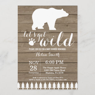 Invitación rústica de Baby Shower del oso polar