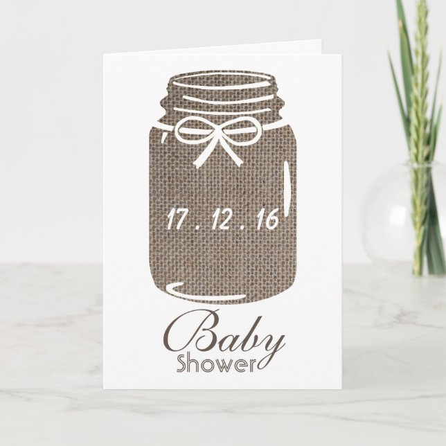 Invitación rústica de Baby Shower del tarro de (Anverso)