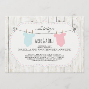 Invitación rústica de Baby Shower para los gemelos