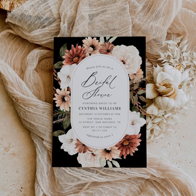 invitación rústica de boho floral a la ducha de no (Subido por el creador)