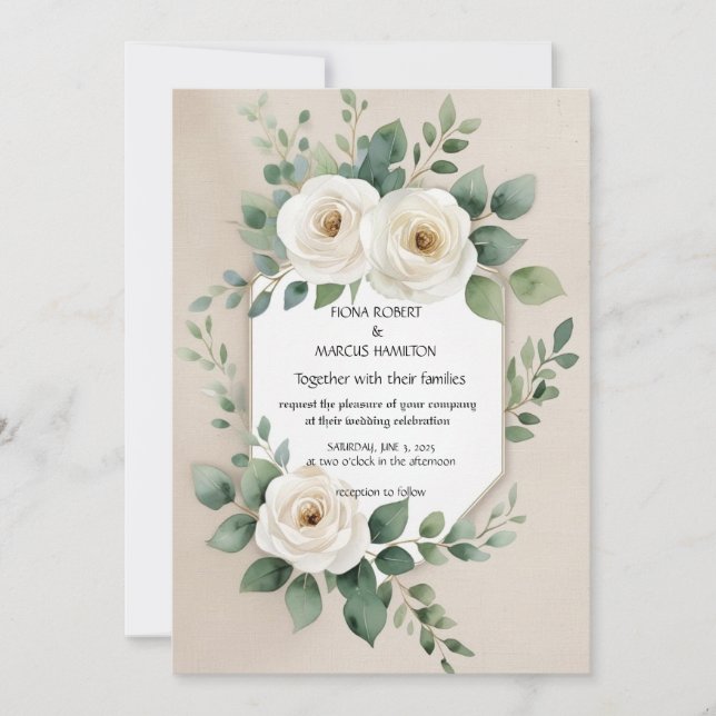 Invitación rústica de Boho Floral Elegante Boda (Anverso)