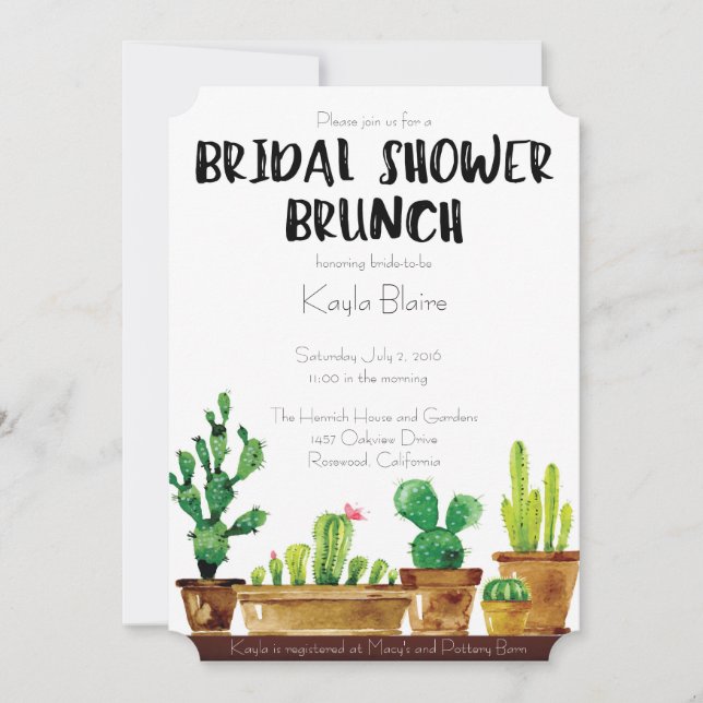 Invitación Rústica de brunch para baño de novias c (Anverso)