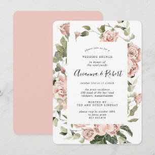 Invitación rústica de brunch post boda con flores 