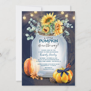 Invitación Rústica de calabaza de otoño de Baby Shower Mason 