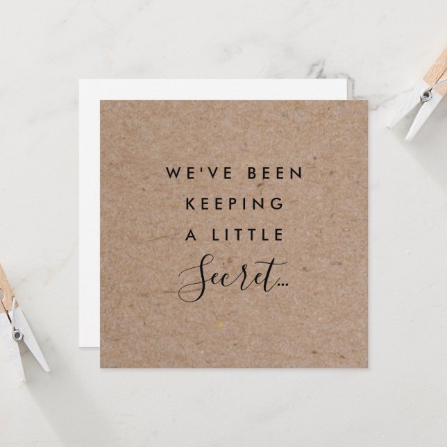 Invitación Rústica De Embarazo En Kraft Con Sonogr (Anverso/Reverso In Situ)