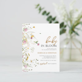 Invitación rústica de flores silvestres para bebé