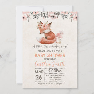 Invitación Rústica de Fox Chica Baby Shower Woodla
