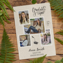 Invitación Rústica de Graduación de 3 Collages de