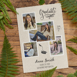 Invitación Rústica de Graduación de 3 Collages de