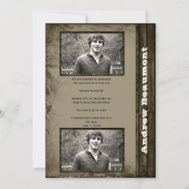 Invitación Rústica de Graduación de Foto por País