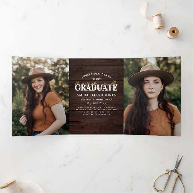 Invitación Rústica de Graduación de Fotografía de  (Interior)