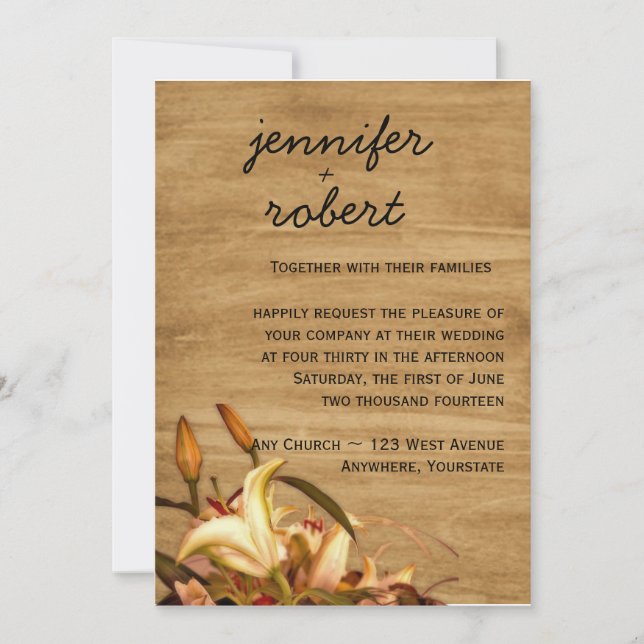 Invitación rústica de la boda de la acuarela del (Anverso)