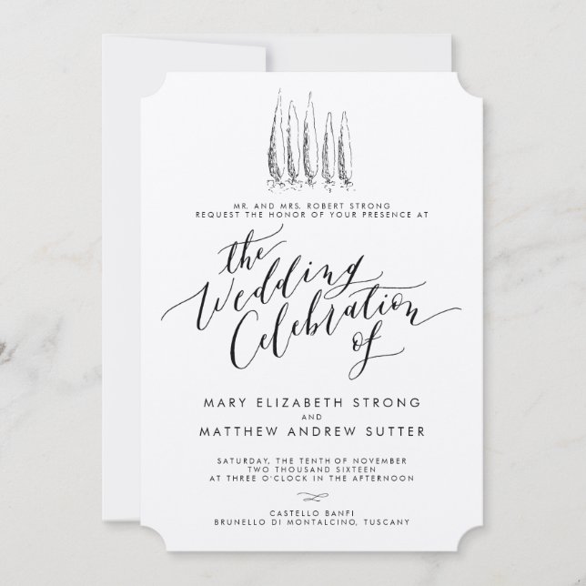 Invitación rústica de la boda de la caligrafía de (Anverso)