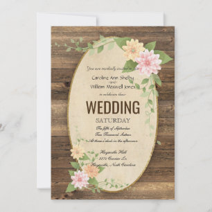 Invitación rústica de la boda de la flor de la