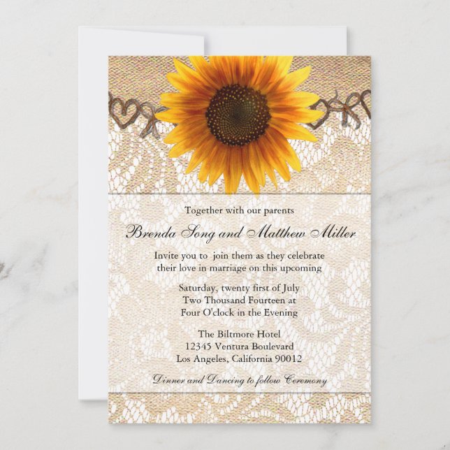 Invitación rústica de la boda de la guita del (Anverso)