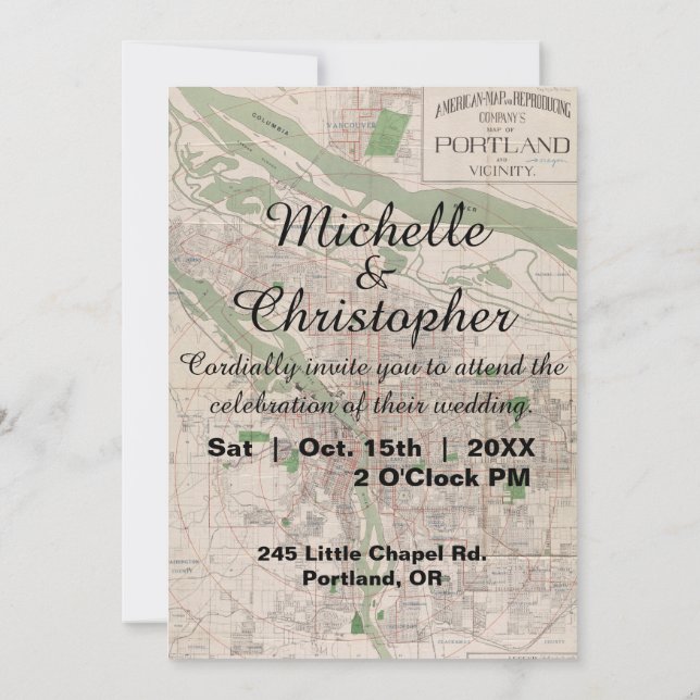 Invitación rústica de la boda de Portland Oregon (Reverso)