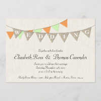 Invitación rústica de la boda del banderín de la