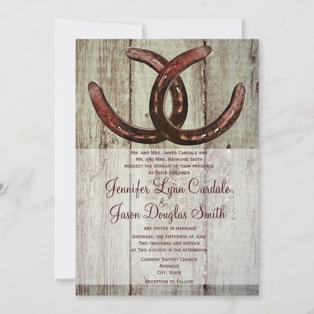 Invitación rústica de la boda del estilo rural de (Anverso)