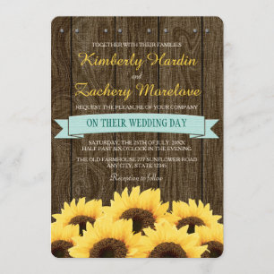 INVITACIÓN RÚSTICA DE LA BODA DEL GIRASOL DE LA
