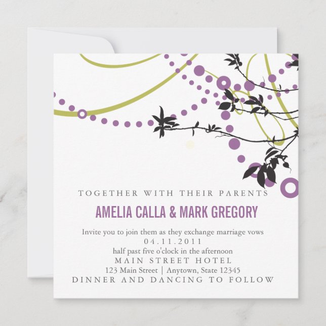 Invitación rústica de la boda del jardín en (Anverso)