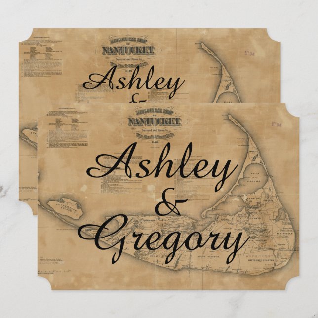 Invitación rústica de la boda del mapa de (Anverso / Reverso)