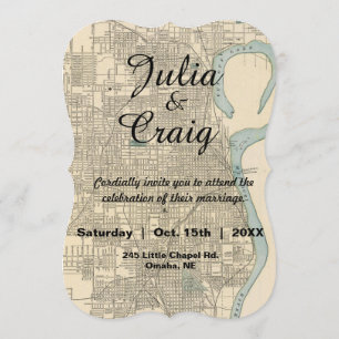 Invitación rústica de la boda del mapa del NE de