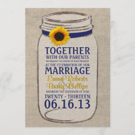 Invitación rústica de la boda del tarro del