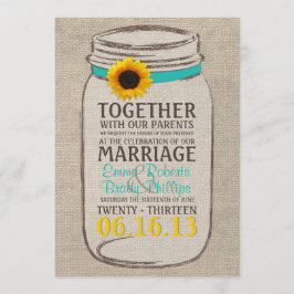 Invitación rústica de la boda del tarro del