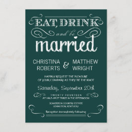 Invitación rústica de la boda del verde esmeralda