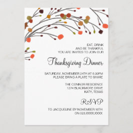 Invitación rústica de la caída de la cena de la