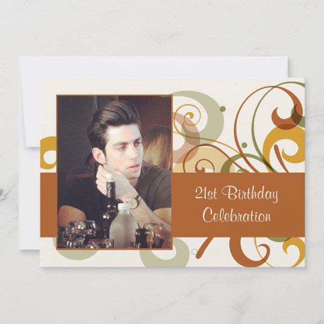 Invitación rústica de la foto de los remolinos (Anverso)