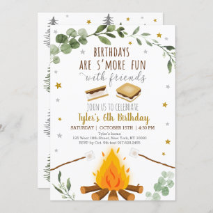 Invitación Rústica de la hoguera de campamento de cumpleaños