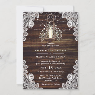 Invitación Rústica de la madera para el pecho del bebé ilumin