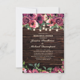 Invitación Rústica de las cadenas ilumina ensayo floral de Bo