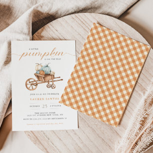 Invitación Rústica de otoño - Pequeño Baby Shower de calabaza