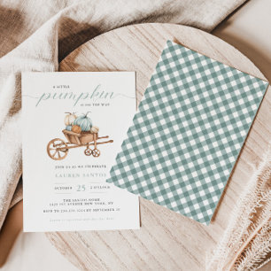 Invitación Rústica de otoño - Pequeño Baby Shower de calabaza