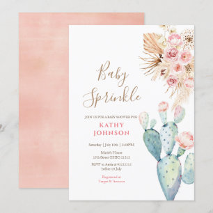 Invitación Rústica de Pampas para Bebé Sprinkle