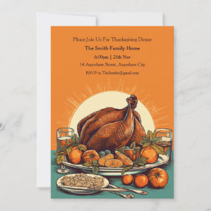 Invitación rústica de pavo del día de acción de gr