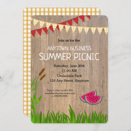 Invitación Rústica de Picnic de verano de la compa