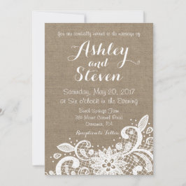 Invitación rústica del boda con el cordón sobre la